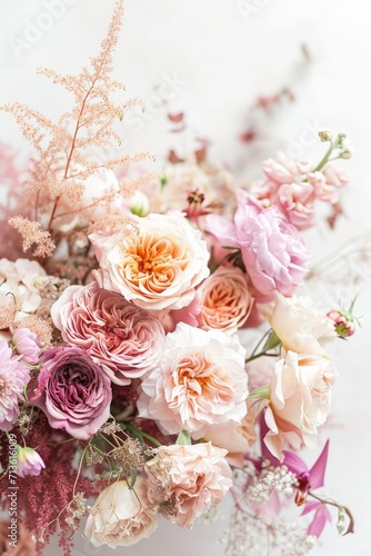 Pink and White Flower Bouquet on Table