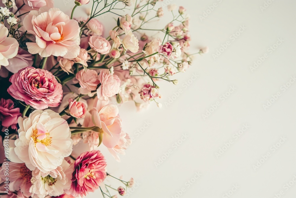 Pink Flowers on White Background Pink Flowers on White Background