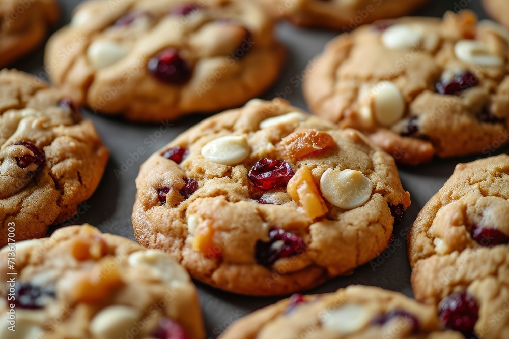 Close up of a stack of homemade cranberry flax breakfast cookies. Close up of a stack of homemade cranberry flax breakfast cookies.