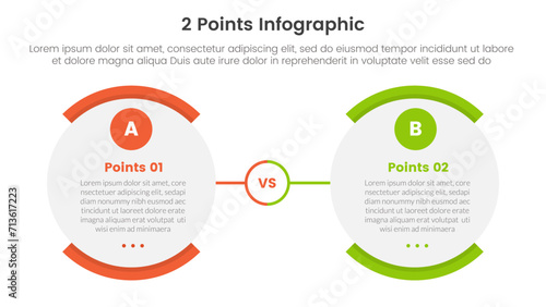 versus or compare and comparison concept for infographic template banner with round egg shape opposite with two point list information