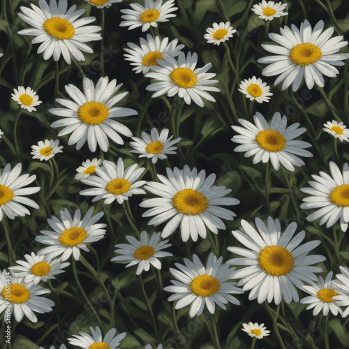 Seamless watercolor bouquet of daisy flowers pattern. cute wallpaper design. Generative ai