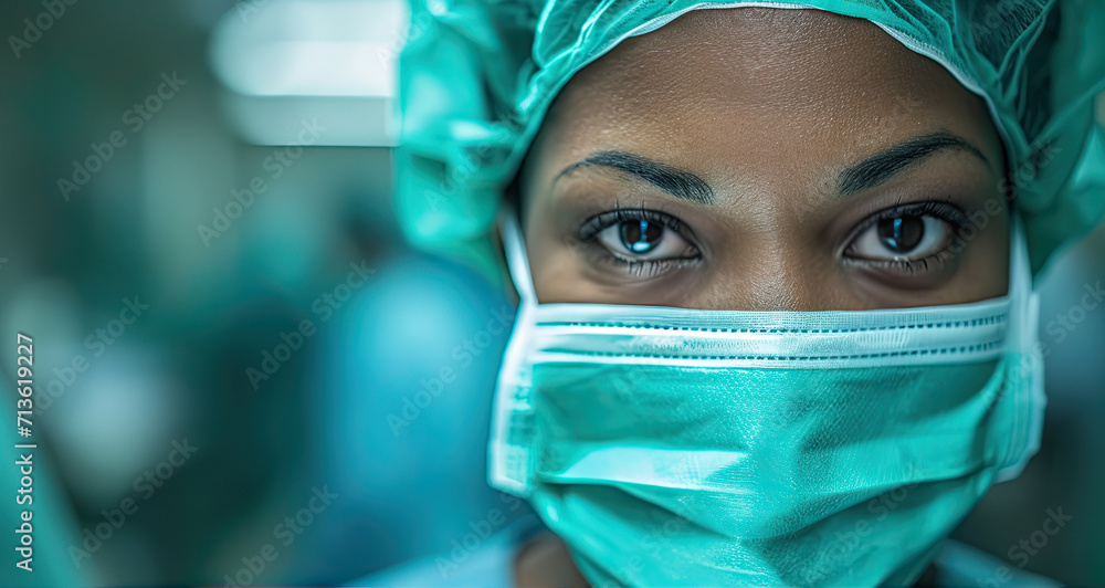 portrait of a female surgeon in clinic with copy space portrait of a female surgeon in clinic with copy space