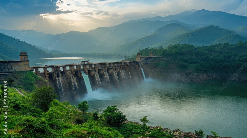 Scenic view of a majestic dam Scenic view of a majestic dam