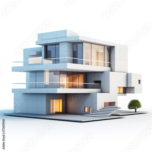 3d house isolated on white rendered generic