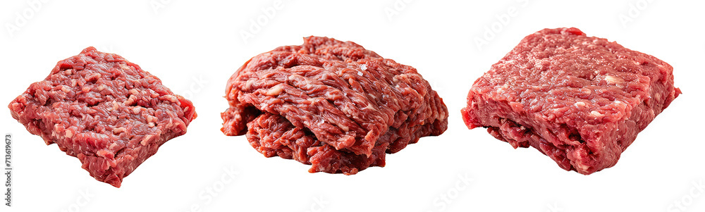 set of uncooked minced meat isolated on transparent background set of uncooked minced meat isolated on transparent background
