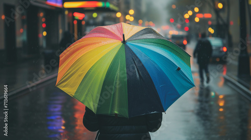 Wallpaper Mural A person walking under a colorful umbrella in a gentle April shower Torontodigital.ca
