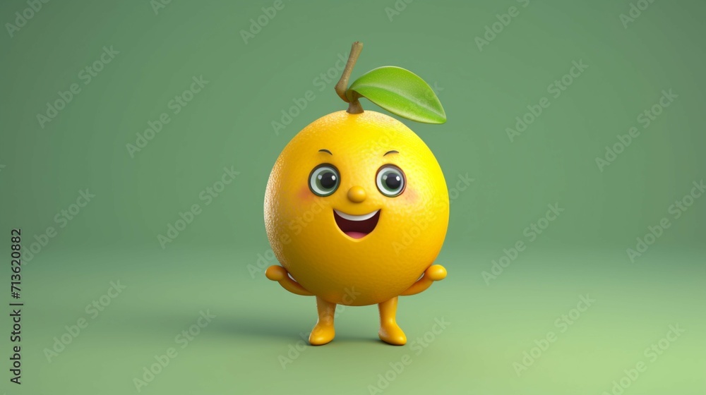 A cute cartoon lemon fruits character Ai Generative A cute cartoon lemon fruits character Ai Generative