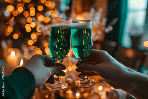 A close-up of hands preparing a traditional St. Patrick s Day toast  emphasizing the joy and love expressed through heartfelt toasts