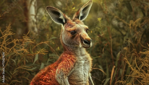 Kangaroo with Rambutan as skin in his full body, photo manipulation, intricate, realistic,iso 100, © Elzerl