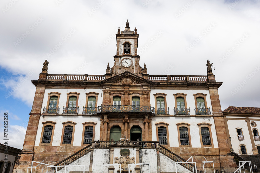 Fototapeta premium Museum of Betrayal on Tiradentes Square in UNESCO World Heritage City Ouro Preto, Minas Gerais, Brazil