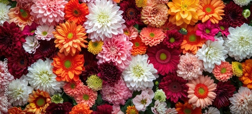 Flowers wall background with amazing red,orange,pink,purple,green