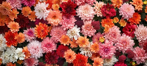 Flowers wall background with amazing red,orange,pink,purple,green