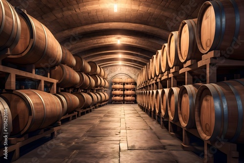 Cellar Wine is stored in wooden barrels