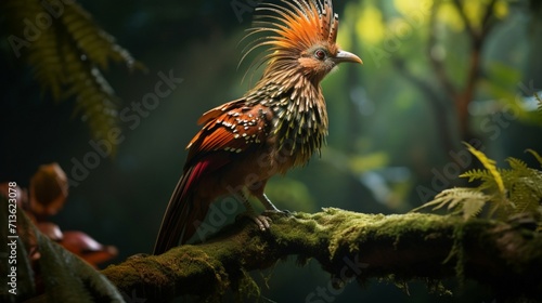 Capturing the Elegance of a Hoatzin Perched on a Branch - AI-Generative photo