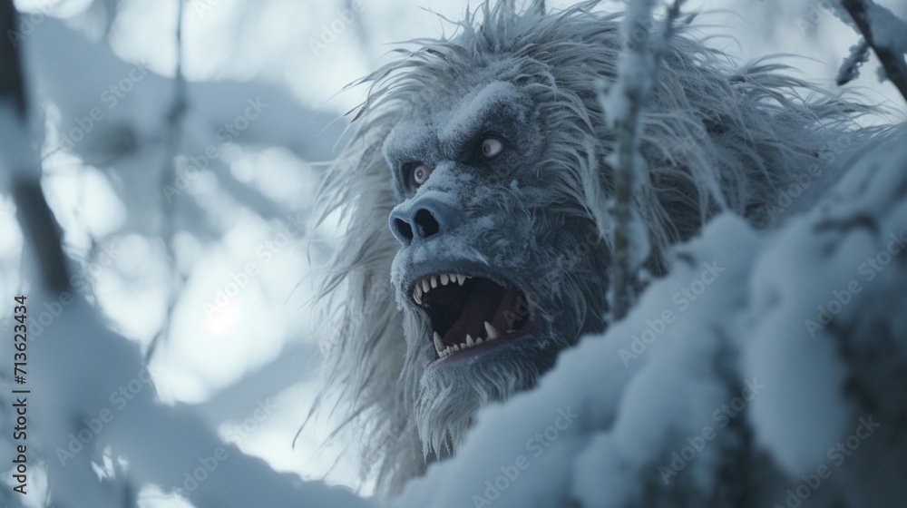 Captivating Encounter: A Yeti Expresses Curiosity in a Unique Moment - AI-Generative Captivating Encounter: A Yeti Expresses Curiosity in a Unique Moment - AI-Generative