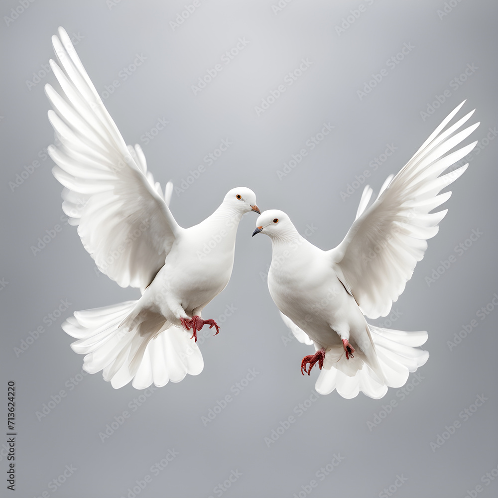 Two white pigeons isolated Two white pigeons isolated