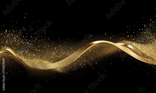 ゴールドグリッターの輝きを放つ豪華な抽象デザイン photo