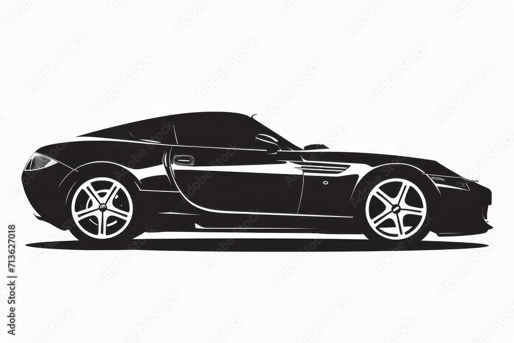 An elegant and powerful sports car, with sleek black and white automotive design, glides along the road on its perfectly crafted wheels