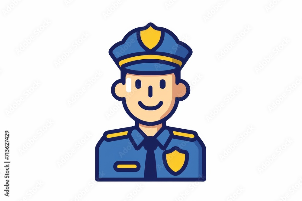 A playful clipart sketch of a cartoon policeman with a human face, adding a whimsical touch to law enforcement