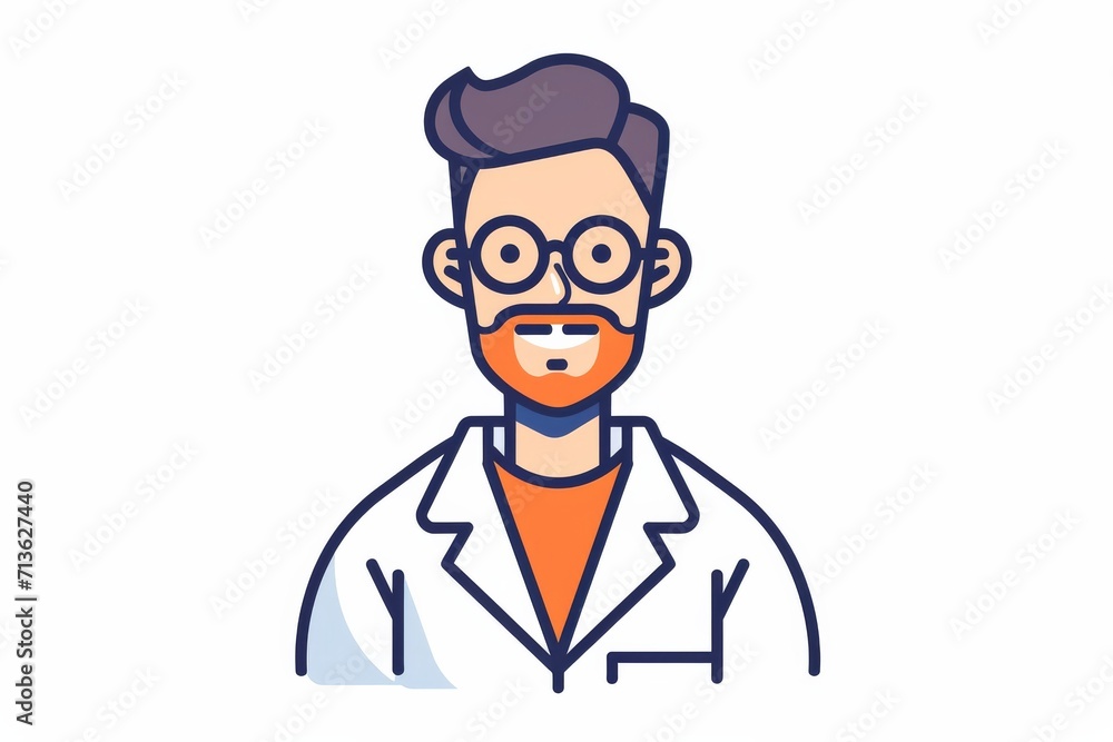 A quirky cartoon illustration of a bearded man with glasses, sketched with precise line art and a touch of artistic flair A quirky cartoon illustration of a bearded man with glasses, sketched with precise line art and a touch of artistic flair