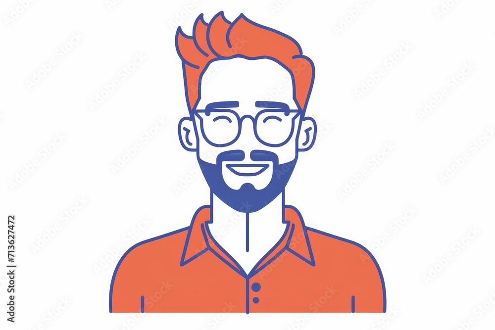 A wise and distinguished gentleman gazes thoughtfully through his glasses, his beard adding a touch of rugged charm to the intricate lines of this captivating cartoon illustration