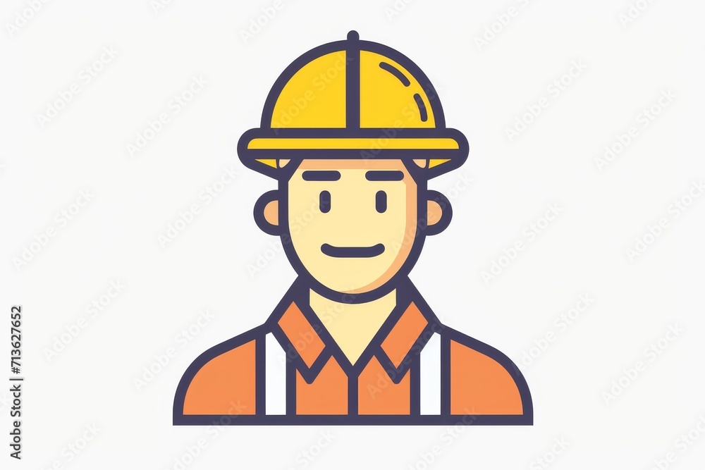 A whimsical cartoon illustration of a hard-working man, donning a hard hat and holding a pencil, as he sketches the intricacies of the human face in his art studio A whimsical cartoon illustration of a hard-working man, donning a hard hat and holding a pencil, as he sketches the intricacies of the human face in his art studio