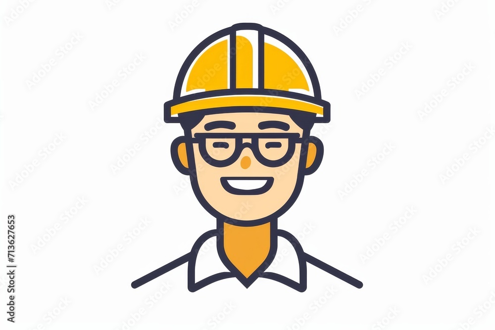 An artist's cartoon sketch of a cheerful man in a hard hat and glasses, radiating positivity and creative energy through his vibrant and playful illustration style An artist's cartoon sketch of a cheerful man in a hard hat and glasses, radiating positivity and creative energy through his vibrant and playful illustration style