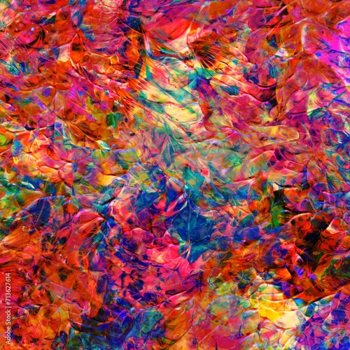 Vibrant  colorful and fluid abstract paint texture background in a modern and contemporary style with shades of red  orange  green  magenta