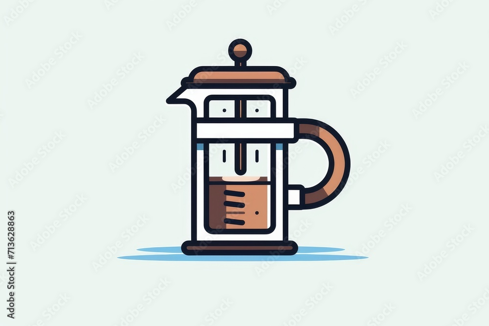 An inviting cartoon coffee maker exudes warmth with its rich, brown liquid, captured in a detailed and playful clipart sketch An inviting cartoon coffee maker exudes warmth with its rich, brown liquid, captured in a detailed and playful clipart sketch