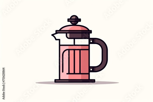 A whimsical illustration of a pink and black coffee pot, with its lid slightly ajar, adds a charming touch to any kitchenware collection