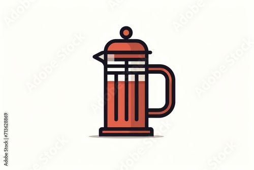 A hand-drawn illustration of a bold and modern red and black coffee pot, adding a touch of stylish flair to any kitchenware collection