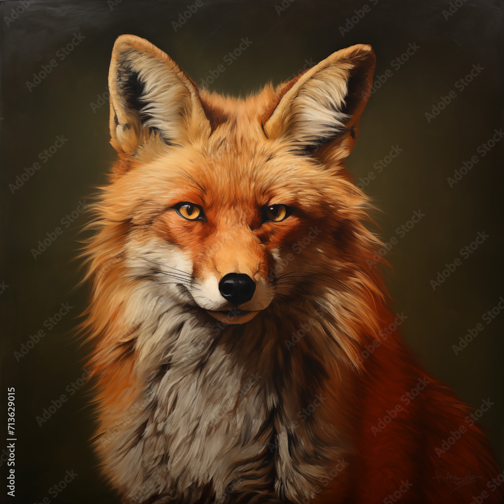 Red Fox Portrait with Intense Gaze Red Fox Portrait with Intense Gaze