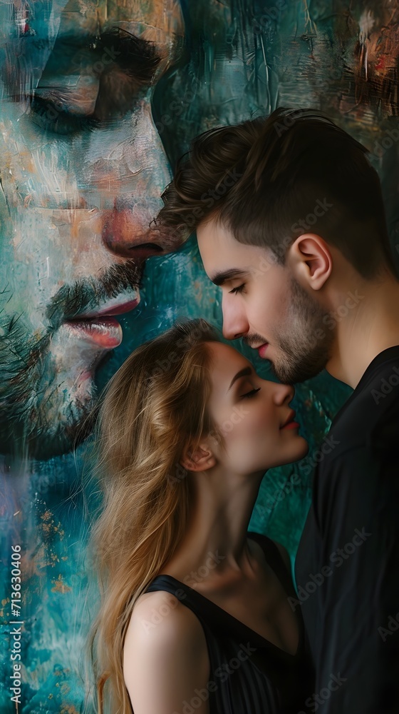 Couple creating a collaborative artwork expressing their love, valentine’s day vibes, background image, generative AI