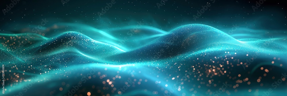 Glowing Abstract Technology Dark Background Teal, Background Image, Background For Banner, HD