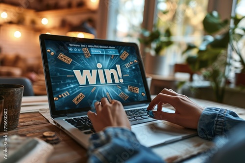 Winning and bonus concept, , banner and wallpaper for bonus and win, prize, triumph of victory, joy of achieving what you want, gambling theme, casino, online games.