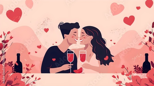 Flat Vector Design valentine s day vibes  valentine   s day vibes  background image  generative AI