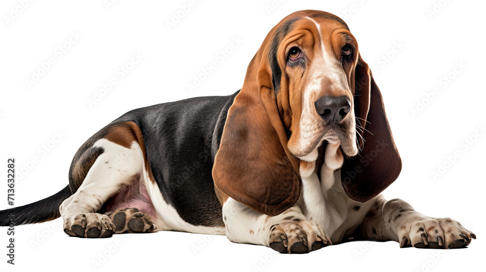 Basset Hound dog isolated on a transparent background