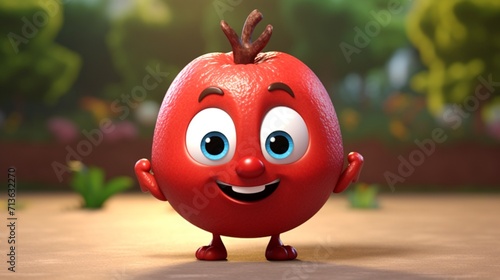 A cute cartoon pomegranate fruits character Ai Generative