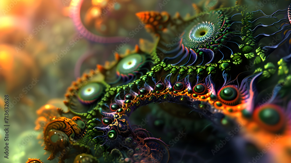An otherworldly invertebrate creature glides through a vibrant fractal reef, evoking a sense of wonder and awe at the intricate beauty of nature's designs An otherworldly invertebrate creature glides through a vibrant fractal reef, evoking a sense of wonder and awe at the intricate beauty of nature's designs