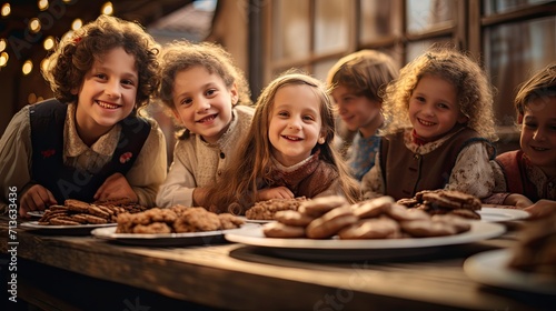 Group of Children Sitting Around Table  Engaged in Activity  Passover