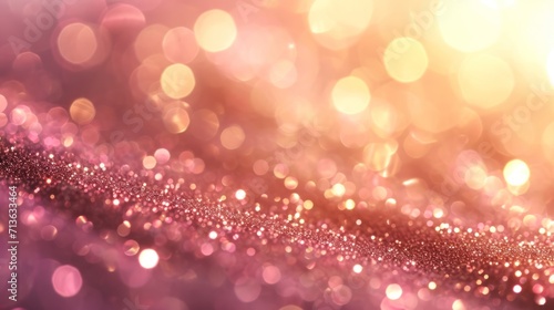 An enchanting pink bokeh image adorned with scattered golden glitter  creating a dreamy and magical ambiance.