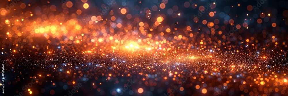 Fototapeta premium Orange Glowing Color Gradient On Black Grainy Back, Background Image, Background For Banner, HD