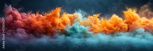 Orange Green Color Powder Splash Concept, Background Image, Background For Banner, HD