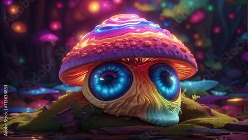 neon monster Psychedelic  cute mystical hallucinogen mushroom trippy  © cinemacinematic