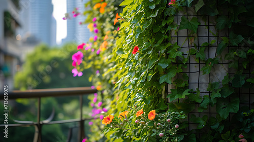 Exuberantes videiras verdes sobem pelas paredes de uma varanda urbana pitoresca suas delicadas folhas balançando na suave brisa