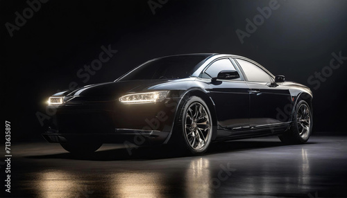 Luxury expensive car parked on dark background
