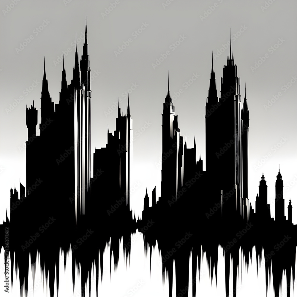 city silhouette on transparent background