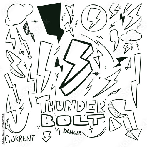 Hand Drawn Thunderbolt Scrabble Doodle Vector Hand drawn doodles icon Bolt