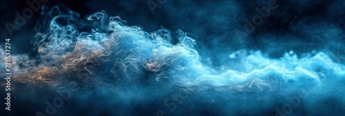 Teal Blue Blurry Smoke Wave On Black Background  Background Image  Background For Banner  HD