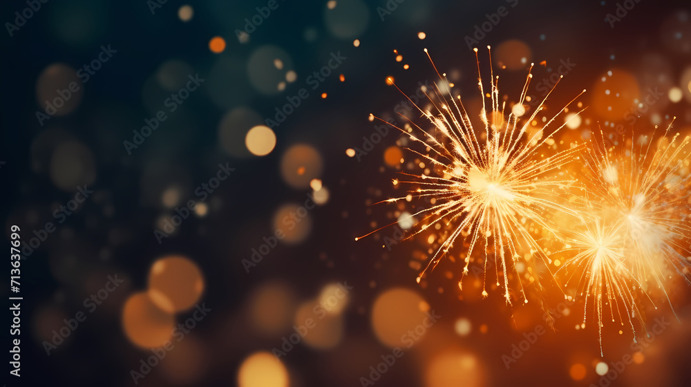 Obraz premium Fireworks background for celebration, holiday celebration concept